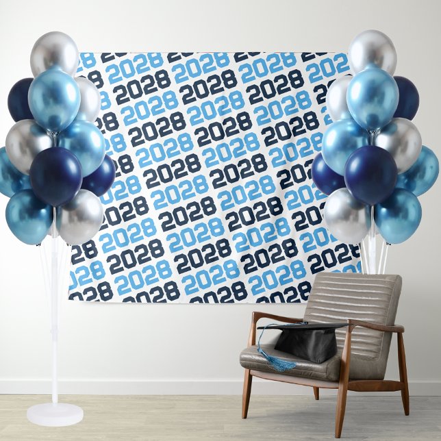 Navy and Blue ANY Class Year Graduation Backdrop (Baby Blue and Navy Blue Class of ANY Year Repeating Background for Photo booths, backdrops and more!)