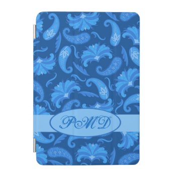 Navy And Blue Art Deco Paisley Monogram Ipad Mini Cover by phyllisdobbs at Zazzle