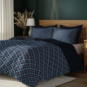 Navy and Blue Check Duvet for Soft Bedrooms Cover