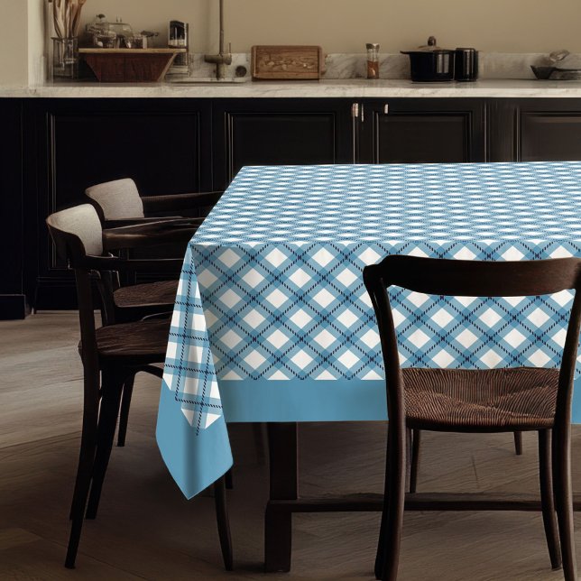 Navy and Blue Check Tablecloth for Family Dinner M (Navy and Blue Check Tablecloth for Family Dinner Moments)