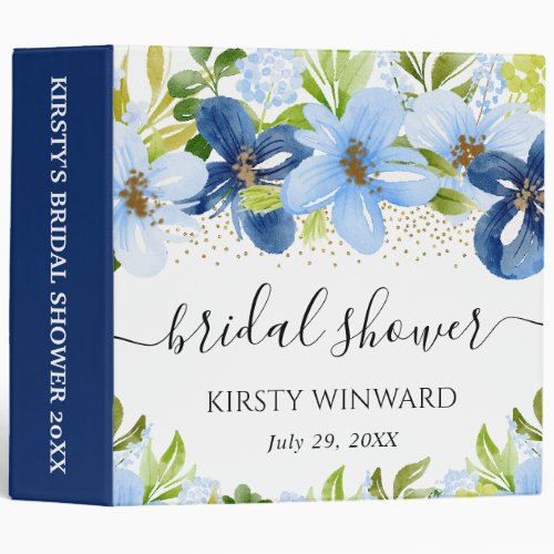 Navy and Blue Flowers Bridal Shower Photo Album 3 Ring Binder