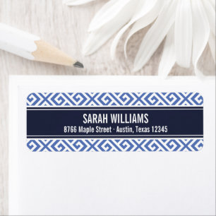 Navy and Blue Greek Key Label