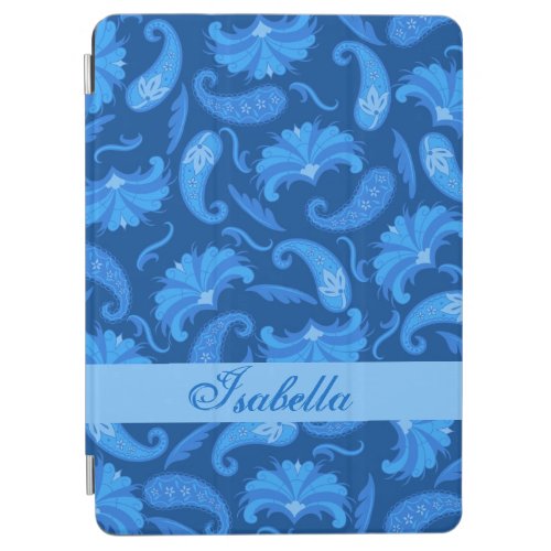 Navy and Blue Paisley Name Personalized iPad Air Cover
