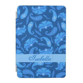 Navy and Blue Paisley Name Personalized iPad Mini Cover