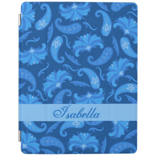 Navy and Blue Paisley Name Personalized iPad Smart Cover