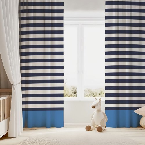 Navy and Blue Stripes Blackout Curtains