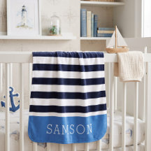 Navy and Blue Stripes Monogram | Editable Colors