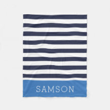 Navy and Blue Stripes Monogram | Editable Colors