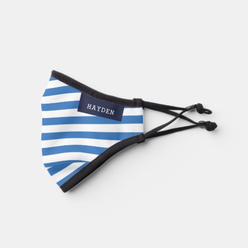 Navy and Blue Stripes Monogrammed Premium Face Mask