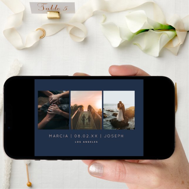 Navy and Blush 3 Photo Save The Date (Front Digital)