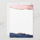 navy and blush agate baby gender reveal invitation (Back)
