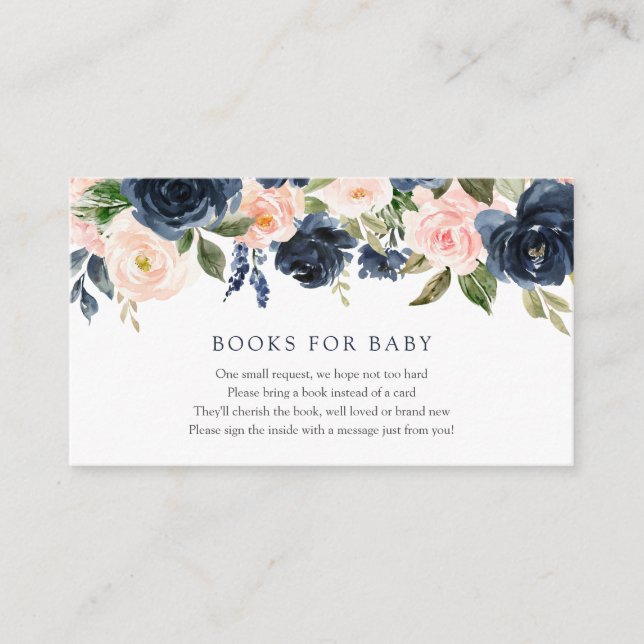 Navy and Blush Floral Books for Baby insert card (Front)