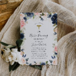 navy and blush floral nurse pinning ceremony invitation<br><div class="desc">This design features navy blue and pink blush watercolor floral design with editable colors and text. You can personalize the text and colors.</div>