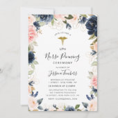 navy and blush floral nurse pinning ceremony invitation (Front)