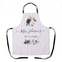 navy and blush floral personalized text Apron navy and blush floral personalized text Apron