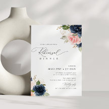 navy and blush floral rehearsal dinner