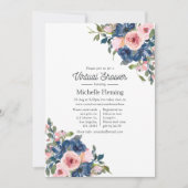 Navy and Blush Floral Virtual Baby Shower Invitation (Front)