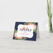 Navy and Blush Floral Watercolor Bridal Shower Thank You Card (Front)