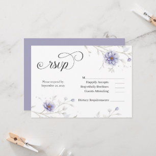 Navy and Blush Floral Wedding RSVP Invitation