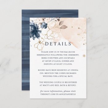 Navy And Blush Hand Drawn Flowers Details Card by LangDesignShop at Zazzle