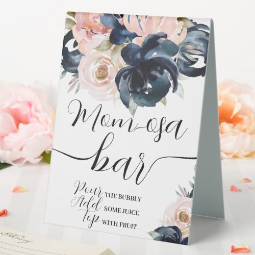 Navy and blush Mom Osa Bar Sign Pedestal Sign