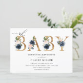 Navy and Blush Oh Baby Shower invitation (Standing Front)
