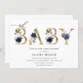 Navy and Blush Oh Baby Shower invitation (Front/Back)