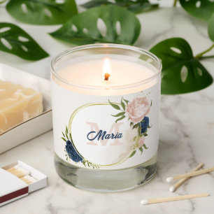 navy and blush pink flowers greenery wedding scented candle