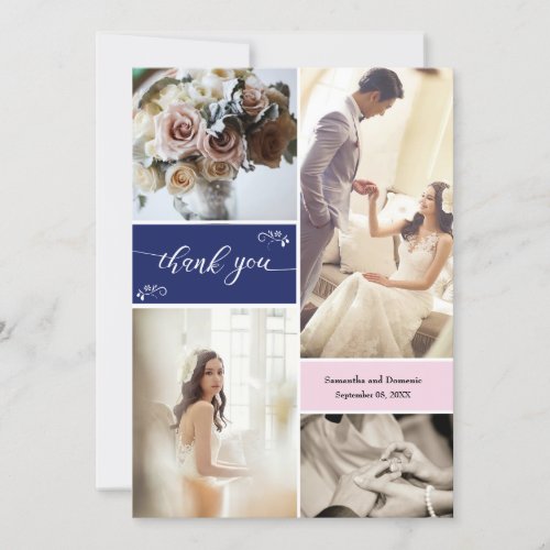 Navy and Blush Pink Script Thank you Collage