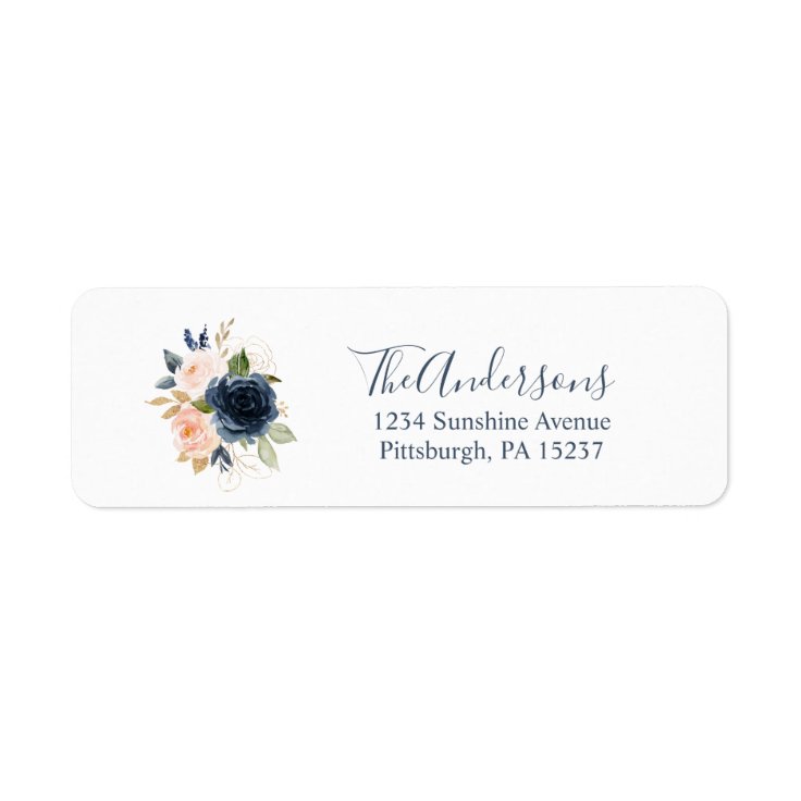 Navy and Blush return address label Zazzle