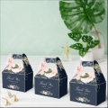 navy and blush watercolor floral wedding favor box | Zazzle