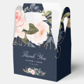 navy and blush watercolor floral wedding favor box (Opened)
