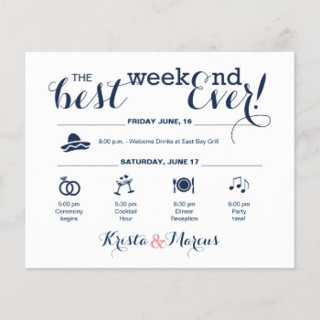 Navy And Blush Wedding Weekend Itinerary by goskell at Zazzle