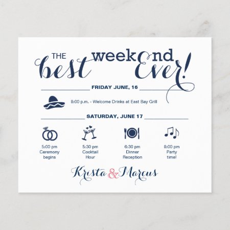 Navy And Blush Wedding Weekend Itinerary