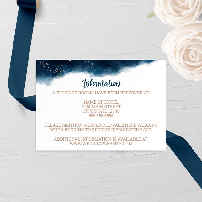 Navy and Bronze Watercolor Wedding Enclosure Card (Creator Uploaded)