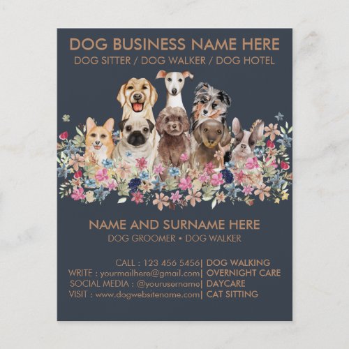 Navy and Brown Dog Sitting Service Pet groomer Flyer