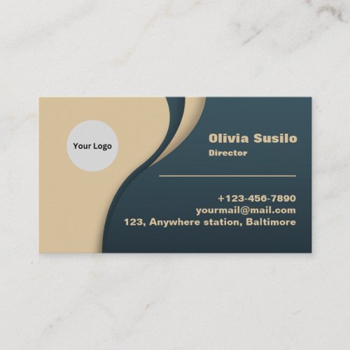 Navy and Brown Modern Business Card