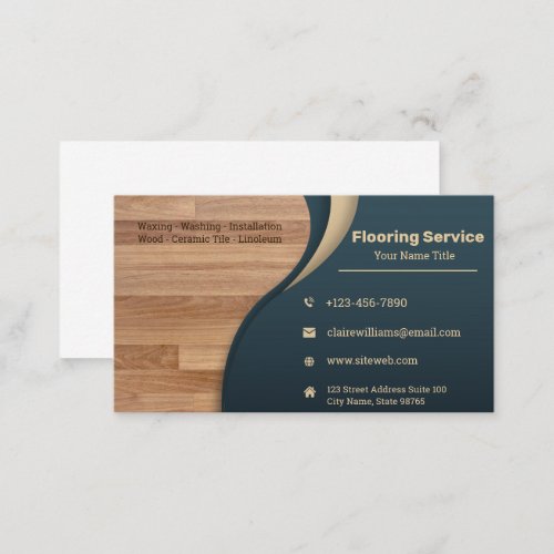 Navy and Brown Modern Flooring  Tiling   Business Card