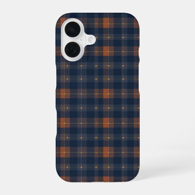 Navy and Brown Plaid Pattern iPhone Case (Back)