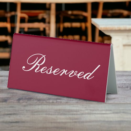 Navy  And Burgundy Table Tent Sign