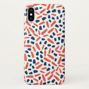 Navy and Coral Abstract pattern iPhone X Case