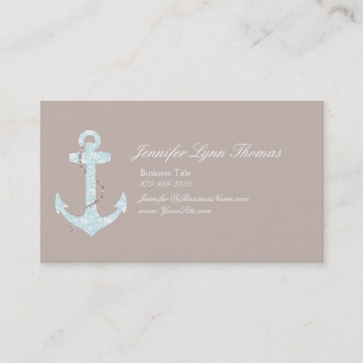 Customizable Navy and Coral Anchor Beach Vacation Business Card Templates