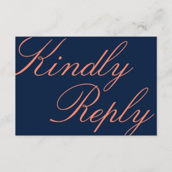 Navy And Coral Calligraphy Wedding Rsvp Card by theMRSingLink at Zazzle