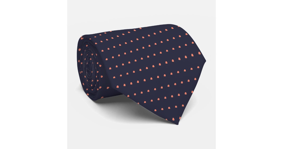 coral and navy tie pin dots