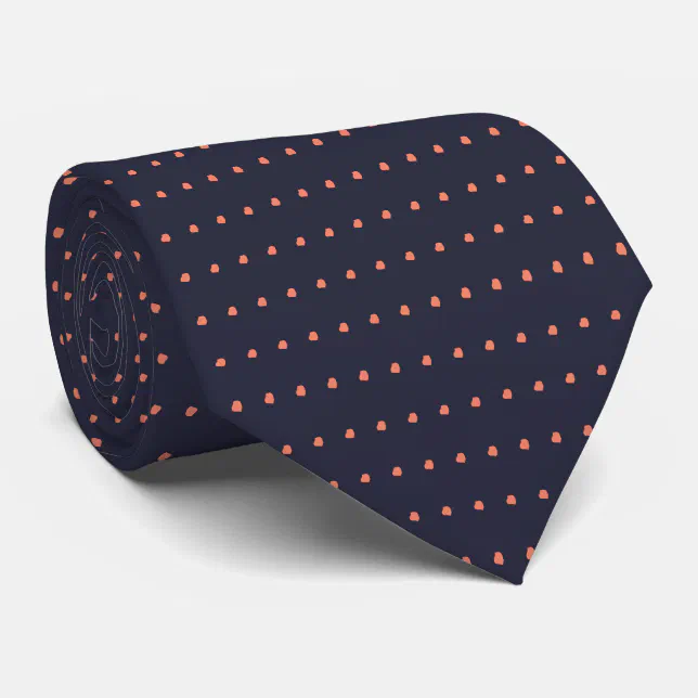 coral and navy tie pin dots