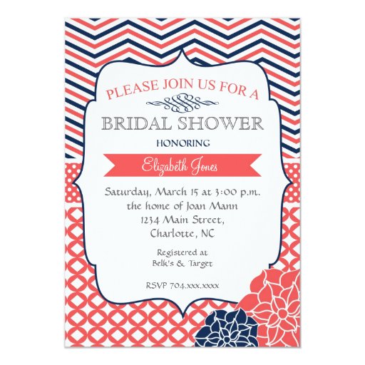 Coral Wedding Shower Invitations 3