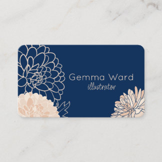 Navy and Cream Dahlias Business Card