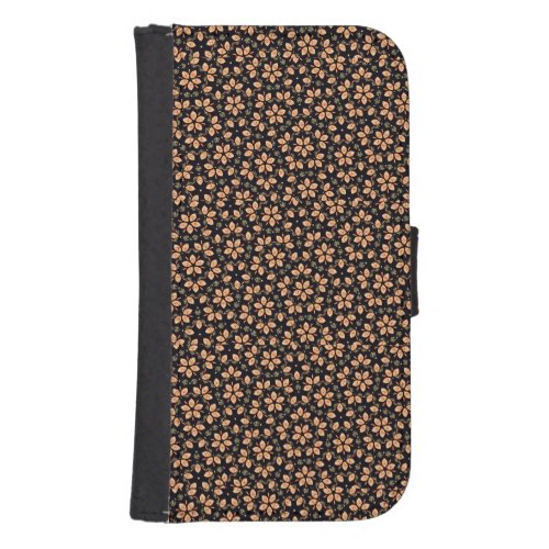 Navy and cream floral galaxy s4 wallet case