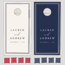 Navy and Cream Minimalist Personalized Cornhole Set
