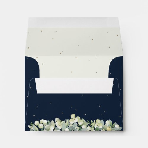 Navy and Cream SnowberryEucalyptus Wedding A2 Envelope